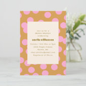 Invitation Retro Pink Poka Dot Bridal Brunch Douche moderne (Debout devant)