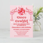 Invitation Retro Pink Red Disco Cowgirl 30e anniversaire (Debout devant)