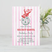 Invitation Retro Pink Secret Santa Disco Holiday Party        (Debout devant)