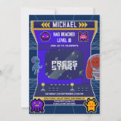 Invitation Retro Pixels Jeu vidéo Arcade Anniversaire (Devant)