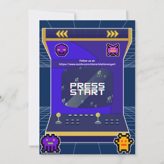 Invitation Retro Pixels Jeu vidéo Arcade Anniversaire (Dos)