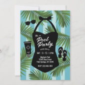Invitation Retro Pool en maillot de bain (bleu) (Devant)