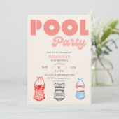 Invitation Retro Pool Party Femmes été Anniversaire (Debout devant)
