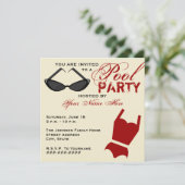 Invitation Retro Pool Party maillot de bain et lun (Debout devant)