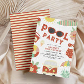 Invitation Retro Pool Party Modern Girl Anniversaire