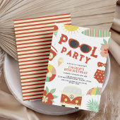 Invitation Retro Pool Party Modern Girl Anniversaire