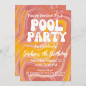 Invitation Retro Pool Party Super les années 70 Hippie 5e ann (Devant / Derrière)