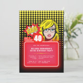 Invitation Retro Pop Art 40ème (ou tout âge) (Debout devant)