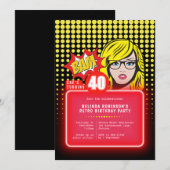 Invitation Retro Pop Art 40ème (ou tout âge) (Devant / Derrière)