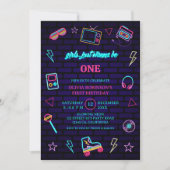 Invitation Retro Pop Neon Enfants Anniversaire Bash (Devant)