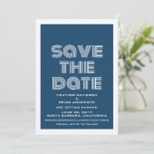 Invitation rétro pour annoncer la date, Bleu (Debout devant)