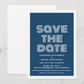 Invitation rétro pour annoncer la date, Bleu (Devant / Derrière)