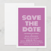 Invitation rétro pour annoncer la date, Fuchsia (Devant / Derrière)