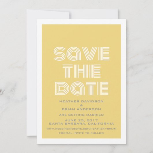Invitation rétro pour annoncer la date, Jaune (Devant)