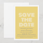 Invitation rétro pour annoncer la date, Jaune (Devant / Derrière)