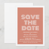 Invitation rétro pour annoncer la date, Orange (Devant / Derrière)