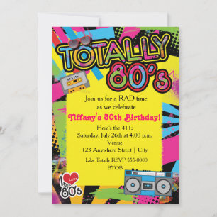 Invitation rétro pour fête d'anniversaire des anné
