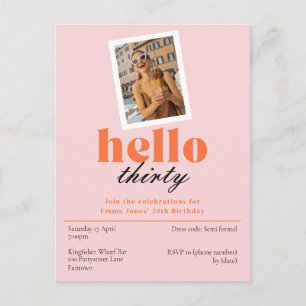 Invitation rétro pour les 30 ans de Peach "Hello t