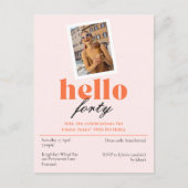 Invitation rétro pour les 40 ans Hello forty Paste (Devant)