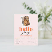 Invitation rétro pour les 40 ans Hello forty Paste (Debout devant)