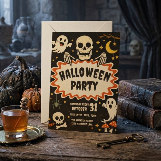 Invitation rétro pour soirée Halloween