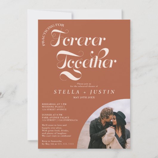 Invitation retro pour toujours photo dîner de répétition en t (Devant)