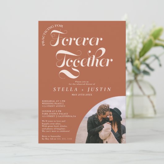 Invitation retro pour toujours photo dîner de répétition en t (Debout devant)