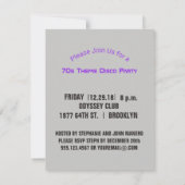 Invitation Rétro pourpre de partie des années 70 de la soirée (Dos)