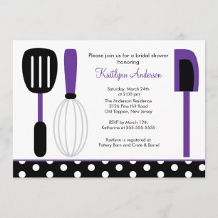 Invitation Rétro pourpre d'invitation de Fête de la mariée de