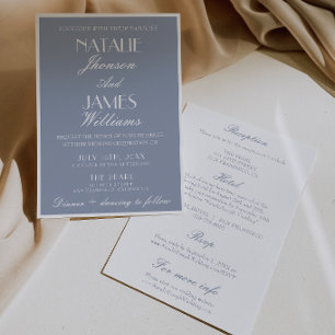 Invitation Retro Poussiéreux Bleu Ancien Argent Tout En Un Ma