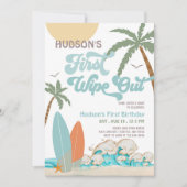 Invitation Retro Premier essuyer Surf Surf 1er anniversaire (Devant)