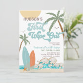 Invitation Retro Premier essuyer Surf Surf 1er anniversaire (Debout devant)
