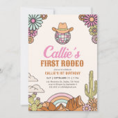 Invitation Retro Premier Rodéo Western Girl 1er Anniversaire (Devant)