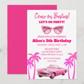 Invitation Retro Pretty Rose Malibu Stars Anniversaire (Devant / Derrière)