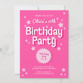Invitation Retro Pretty Rose Stars Anniversaire (Devant)