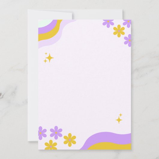 Invitation rétro purpel Les années 70 FÊTE DES MARIÉES floral (Dos)