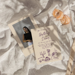 Invitation Retro Purple Dral Anniversaire Dîner Photo