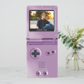 Invitation Retro Purple Handheld Gaming II Birthday (Debout devant)