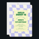 Invitation Retro Purple Super Checker Sweet 16Anniversaire fê<br><div class="desc">Retro Purple Super Checker Motif fête d'anniversaire</div>