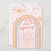 Invitation Rétro quatre pour toujours Groovy Anniversaire arc (Devant)