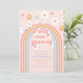 Invitation Rétro quatre pour toujours Groovy Anniversaire arc (Debout devant)
