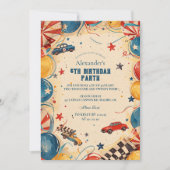 Invitation Retro Race Car Birthday Party (Devant)