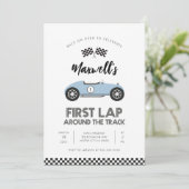 Invitation Retro Race Car First Lap Around the Track Birthday (Debout devant)