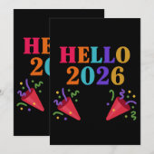 Invitation Retro Rainbow 2026 Party Poppers Celebrate Fun (Devant / Derrière)