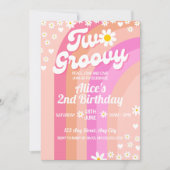 Invitation Retro Rainbow Deux Super 2e anniversaire (Devant)