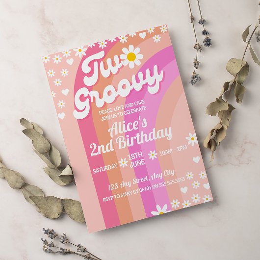 Invitation Retro Rainbow Deux Super 2e anniversaire