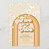 Invitation Retro Rainbow FIVE est un Vibe Super 5e anniversai (Devant / Derrière)