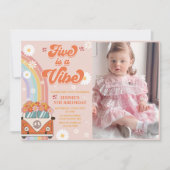 Invitation Retro Rainbow Five est un Vibe Super 5e anniversai (Devant)