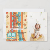 Invitation Retro Rainbow Five est un Vibe Super 5e anniversai (Devant)