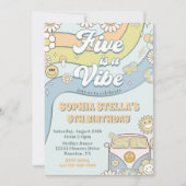 Invitation Retro Rainbow Five est un Vibe Super 5e anniversai (Devant)